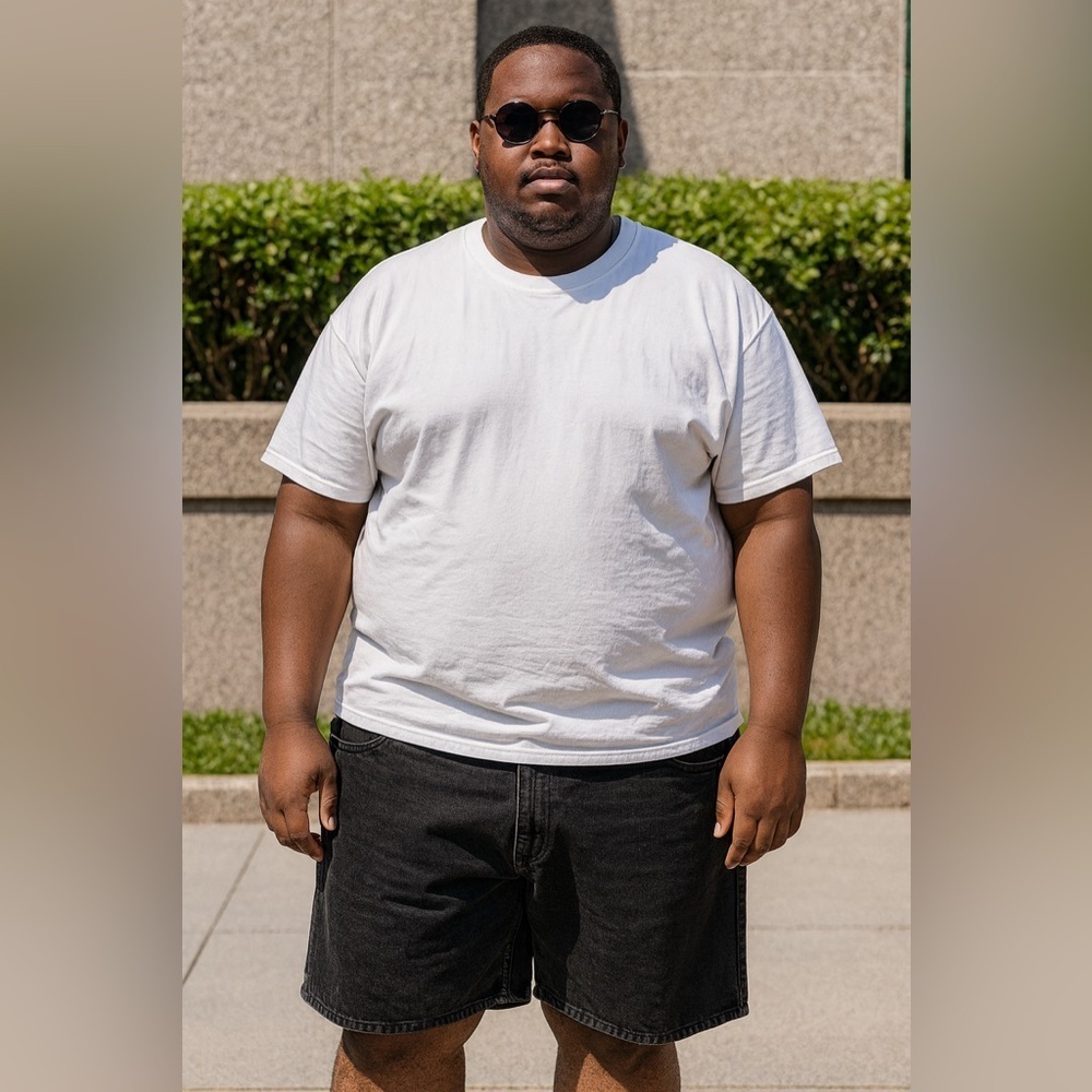 Empyre Men's Ultra Wide Long Black Denim Shorts- Size 44